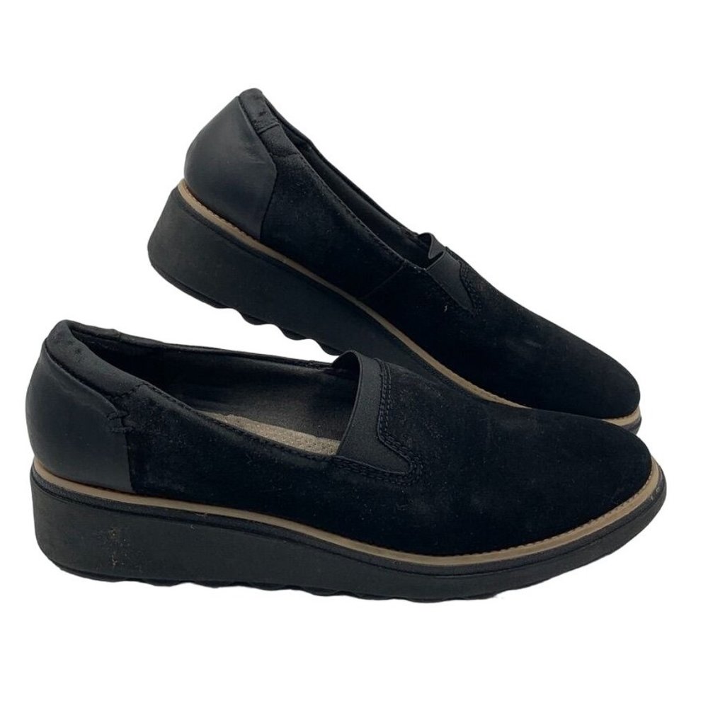 Clarks Collection Cushion Womens Black Slip On Velvet Shoes Size 7